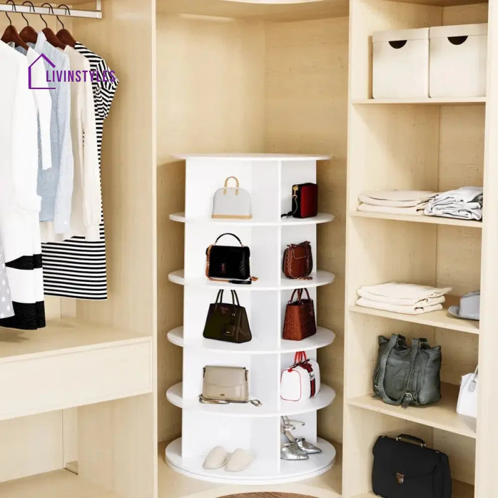 Venera Engineered Wood Rotating Shoe Rack for Home