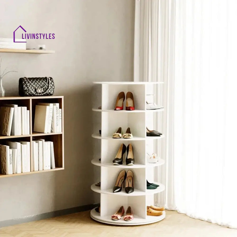 Venera Engineered Wood Rotating Shoe Rack for Home
