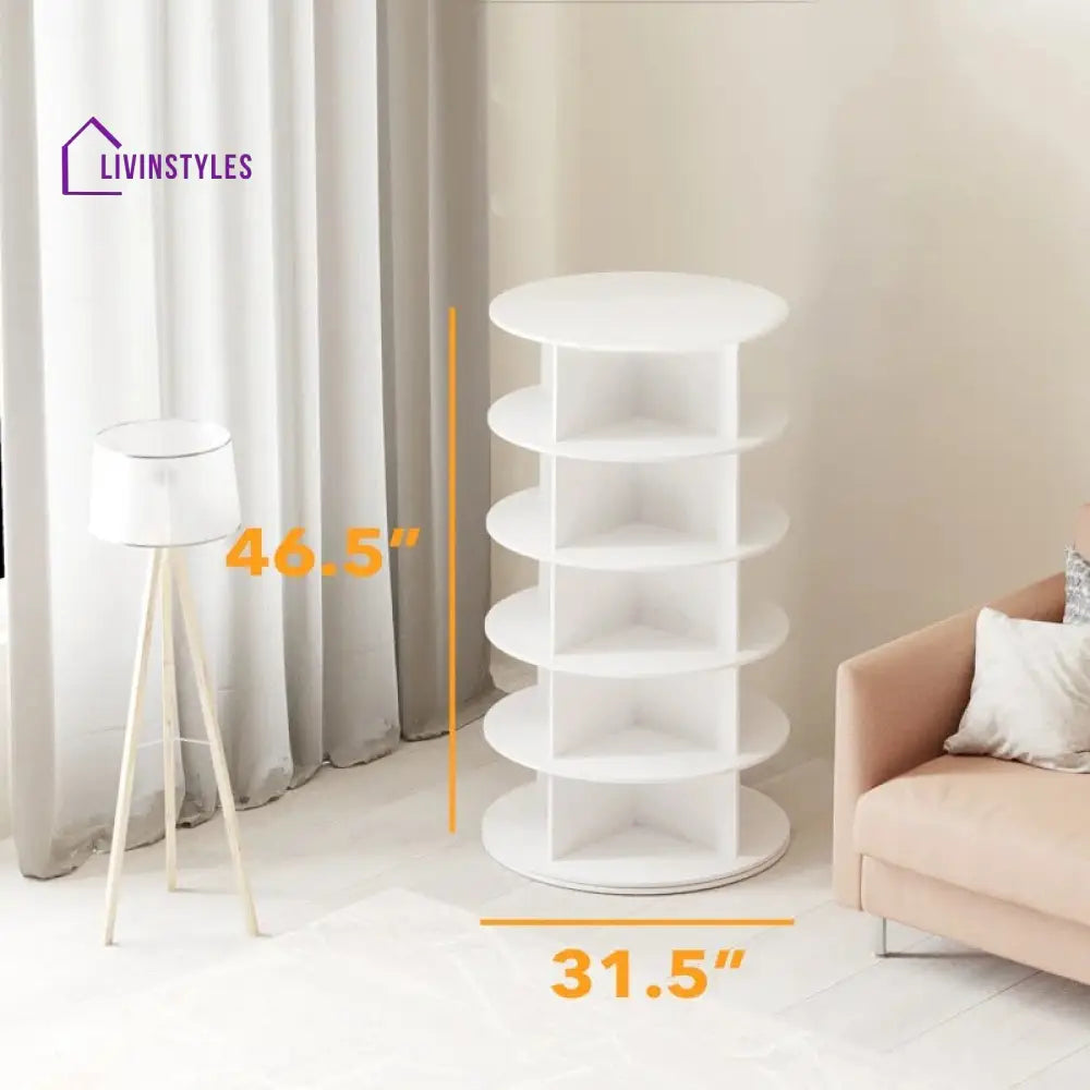 Venera Engineered Wood Rotating Shoe Rack for Home