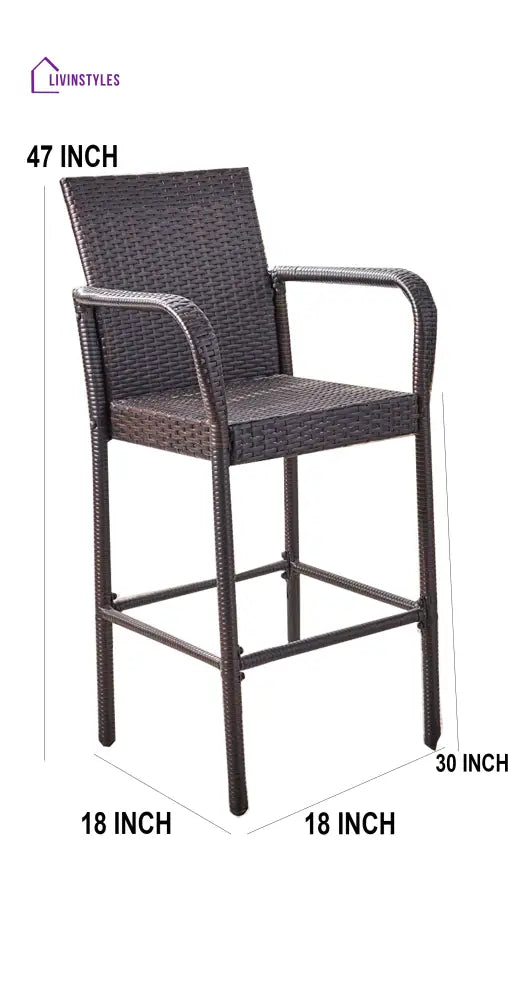 Venezia Outdoor Patio Bar Chair 4 Chairs For Balcony (Brown) - Bar Sets