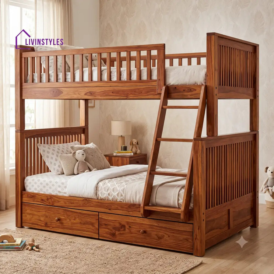 Venkatesh Sheesham Wood Bunk Bed With Storage | Kids Bed