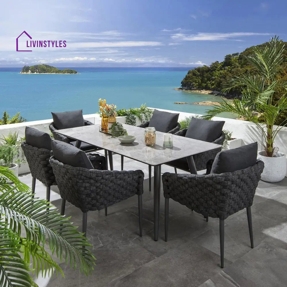 Ventus Outdoor Patio Seating Set 6 Chairs and 1 Table Set (grey) - Dining sets