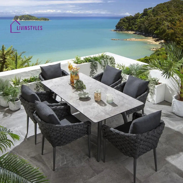 Ventus Outdoor Patio Seating Set 6 Chairs and 1 Table Set (grey) - Dining sets