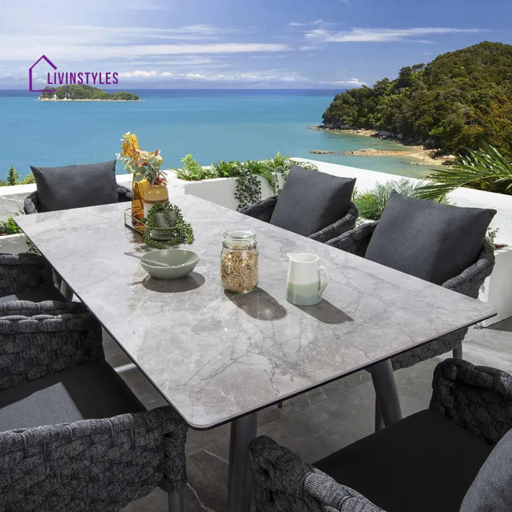 Ventus Outdoor Patio Seating Set 6 Chairs and 1 Table Set (grey) - Dining sets