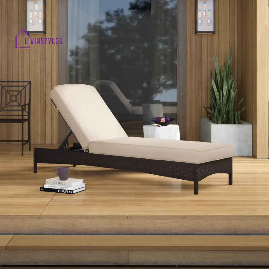 Veny Outdoor Swimming Poolside Lounger (Dark Brown) - Loungers