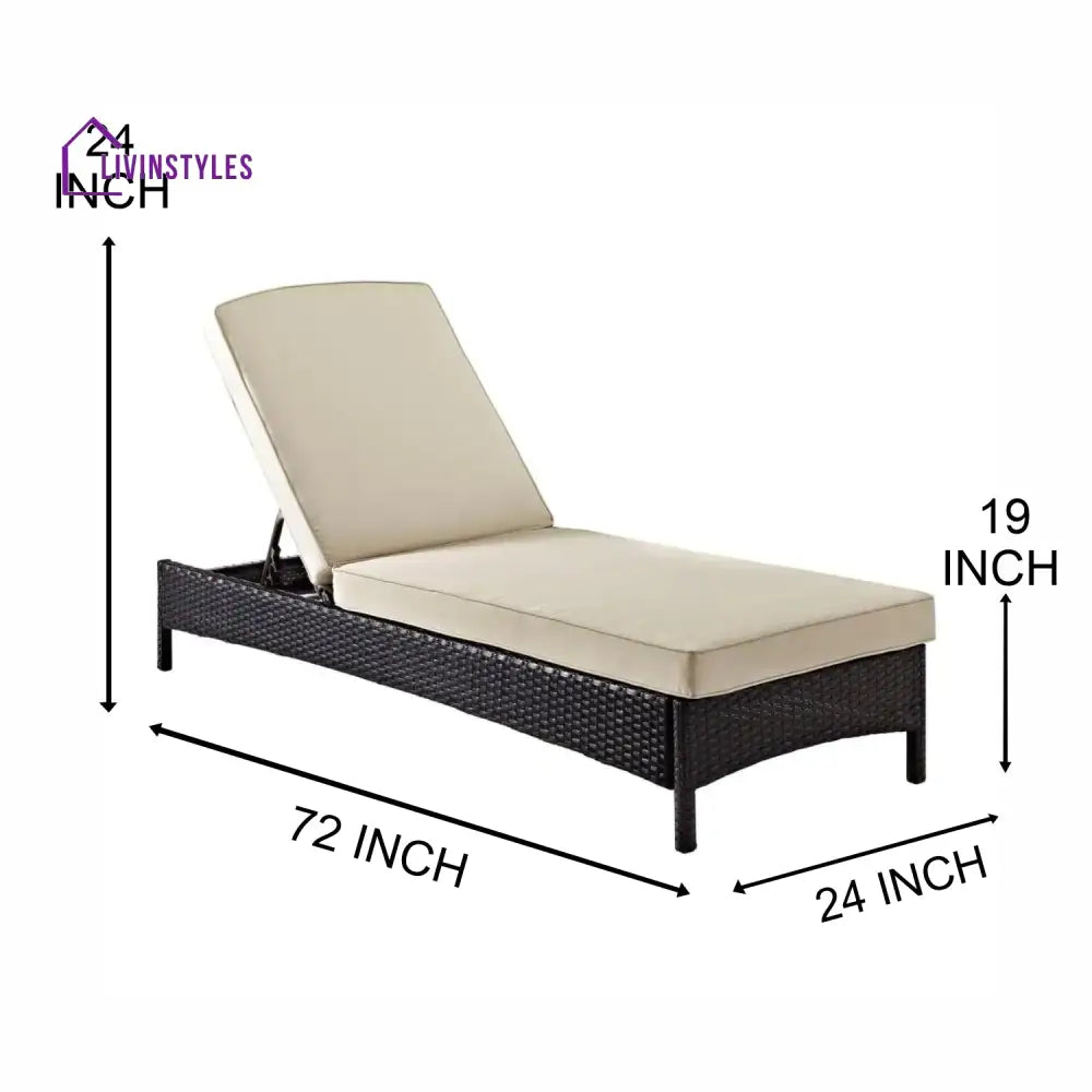 Veny Outdoor Swimming Poolside Lounger (Dark Brown) - Loungers
