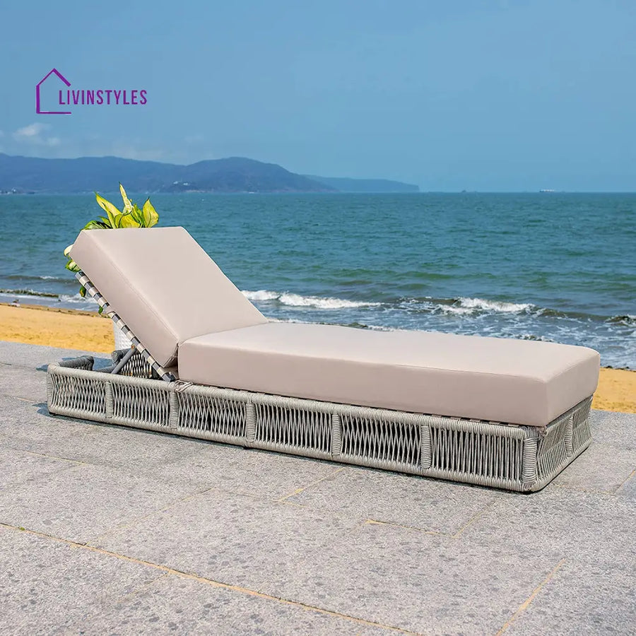 Vera Outdoor Swimming Poolside Lounger (Grey) Braided & Rope - Loungers