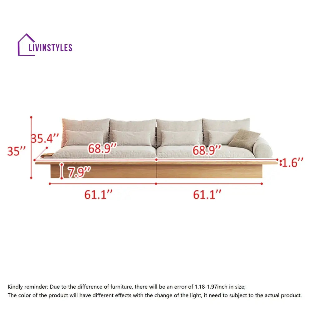 Japandi Solid Wood Sofa with Storage Underneath SOFA