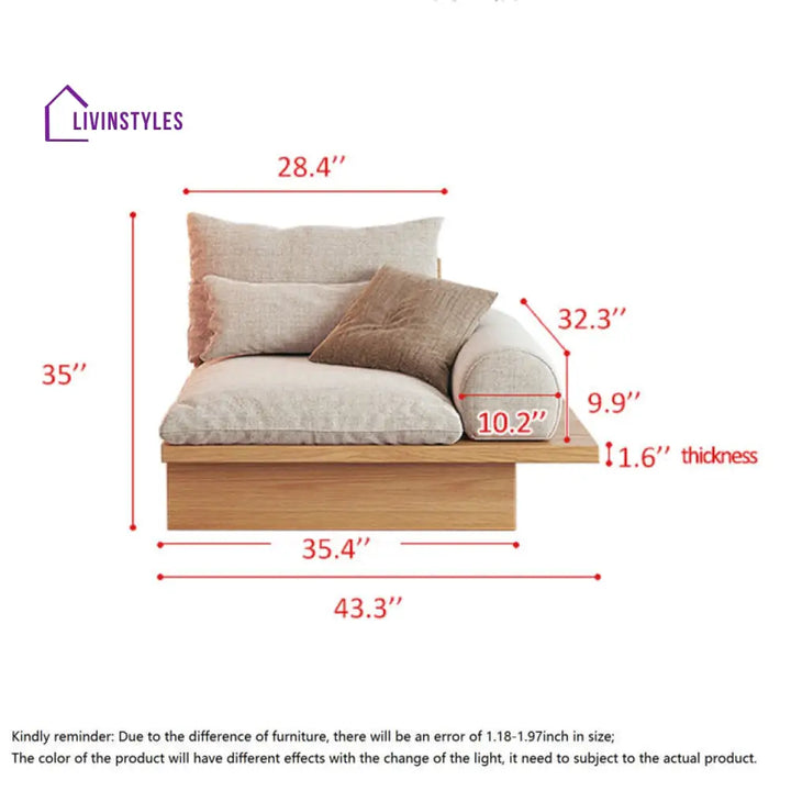Japandi Solid Wood Sofa with Storage Underneath SOFA