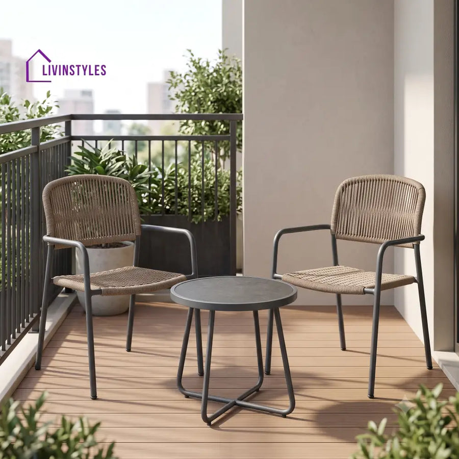 Verena Outdoor Set 2 Chairs and 1 Table | Balcony Furniture Set