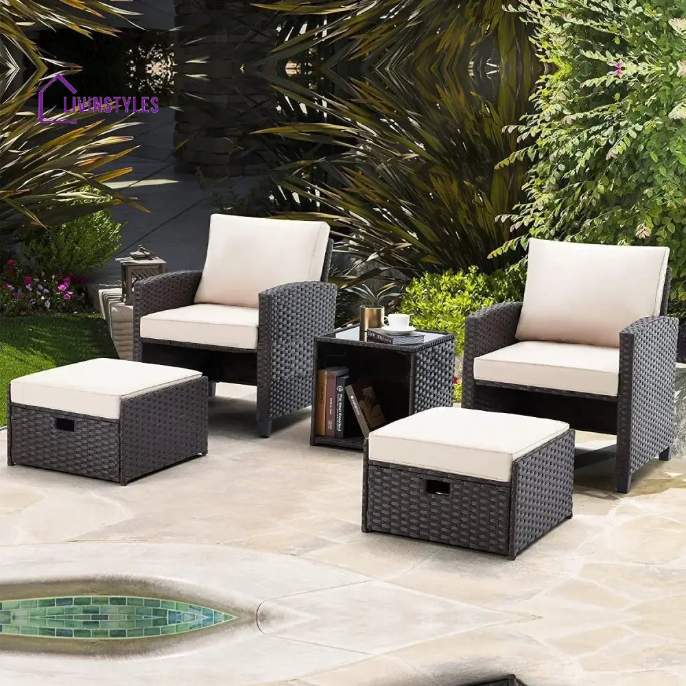 Verónica 5 Piece Outdoor Patio Wicker Furniture Set - Patio Sofa Set