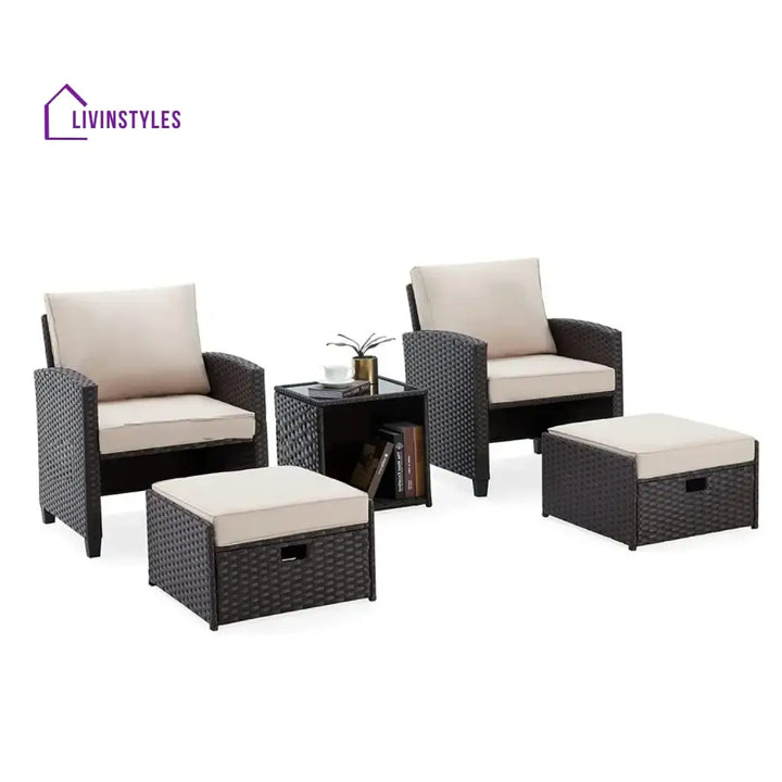 Verónica 5 Piece Outdoor Patio Wicker Furniture Set - Patio Sofa Set