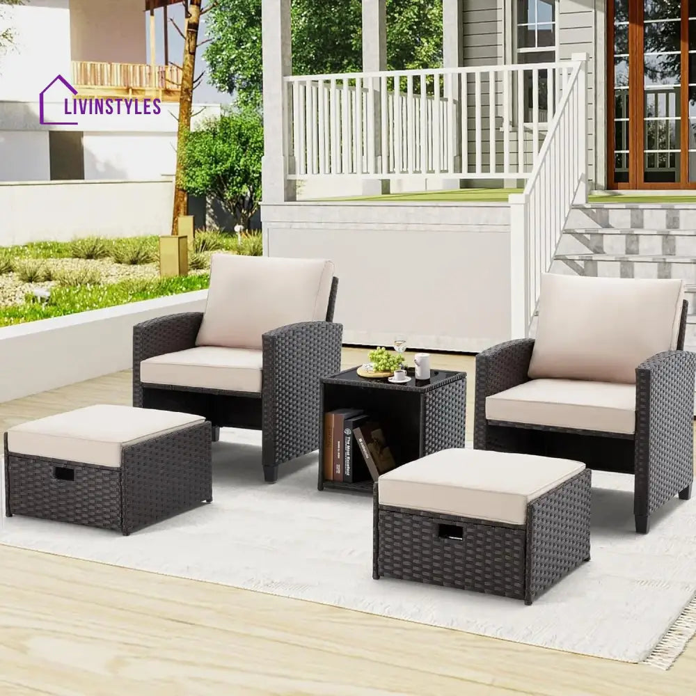 Verónica 5 Piece Outdoor Patio Wicker Furniture Set - Patio Sofa Set