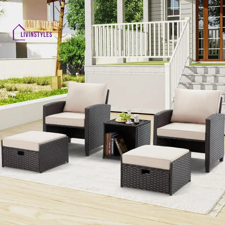 Verónica 5 Piece Outdoor Patio Wicker Furniture Set - Patio Sofa Set