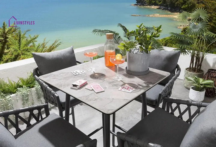 Verónica Outdoor Patio Bar Set 4 Chairs and 1 Table Set Braided & Rope - Bar Sets