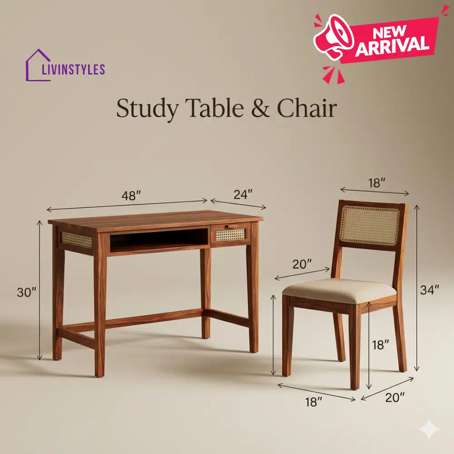 Veronika Sheesham Wood Study Table and Chair Set for Students | Kids | Adults