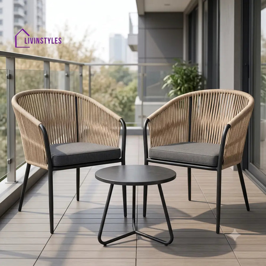 Veronique Outdoor Set 2 Chairs and 1 Table | Balcony Furniture Set