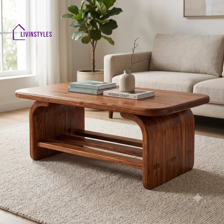 Véronique Wooden Coffee Table for Living Room | Tea Table | Teapoy | Center table