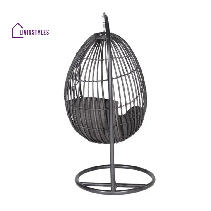Verratti Single Seater Hanging Swing With Stand For Balcony Garden Swing (Black) - Swings