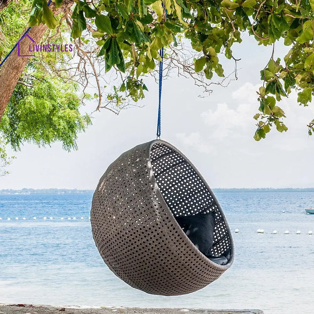 Verratti Single Seater Hanging Swing Without Stand For Balcony Garden Swing (Grey) - Swings