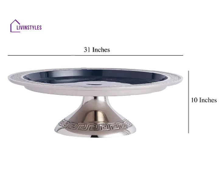 Versace Design Cake Stand In Blue Enamle & Silver Finish