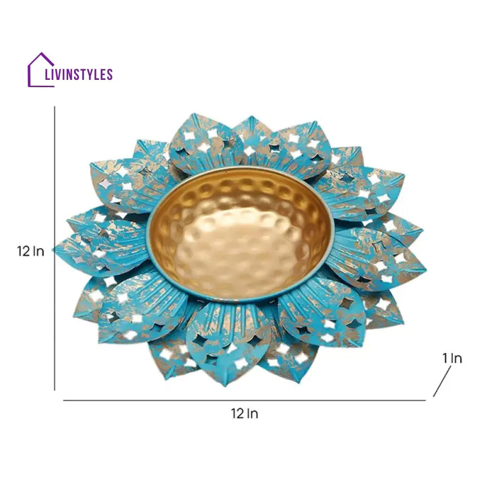 Versatile Colorful Flower Cutout Decor Design Urli | 12 Inches