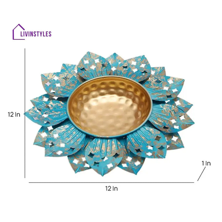 Versatile Colorful Flower Cutout Decor Design Urli | 12 Inches