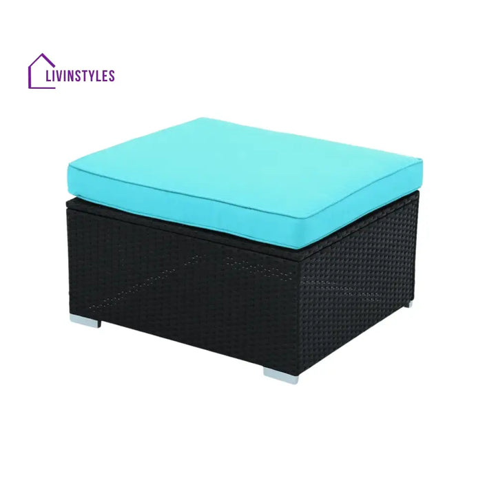 Vesna 6-Piece Outdoor Conversation Set (Black/Sky-Blue) - Sofa Set