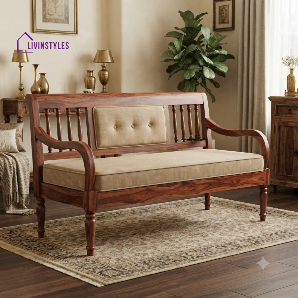 Vesta Wooden Bench for Living Room | Bedroom | Extra Seating