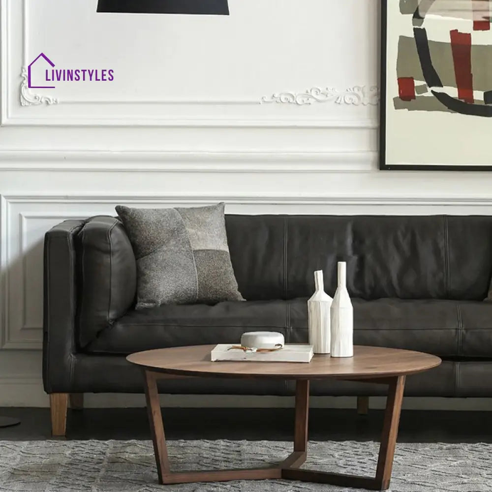 Vexa Wooden Coffee Table for Living Room | Round Shaped