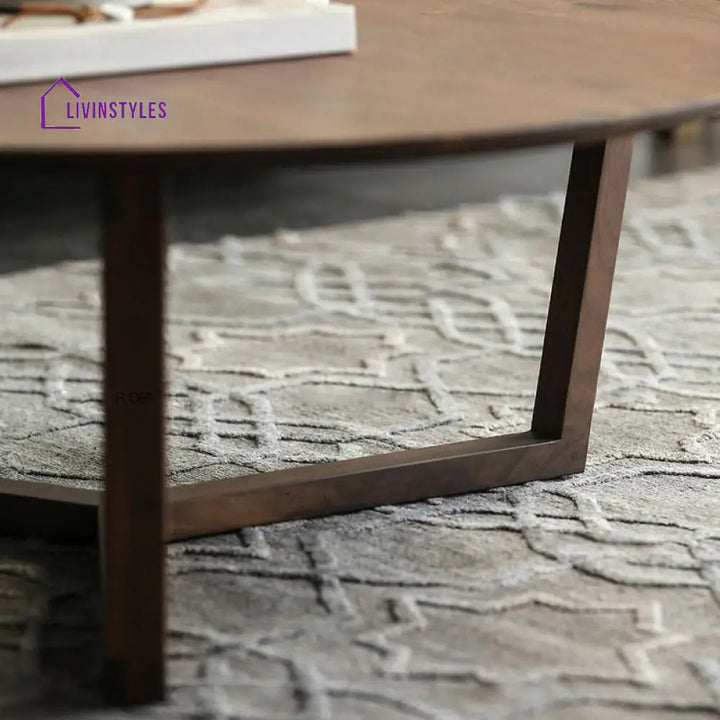Vexa Wooden Coffee Table for Living Room | Round Shaped