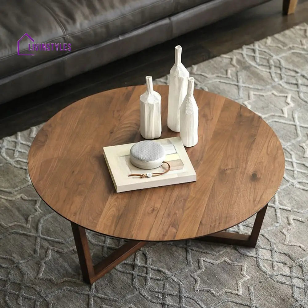 Vexa Wooden Coffee Table for Living Room | Round Shaped