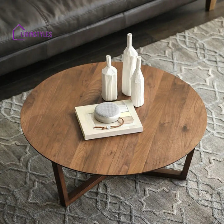 Vexa Wooden Coffee Table for Living Room | Round Shaped