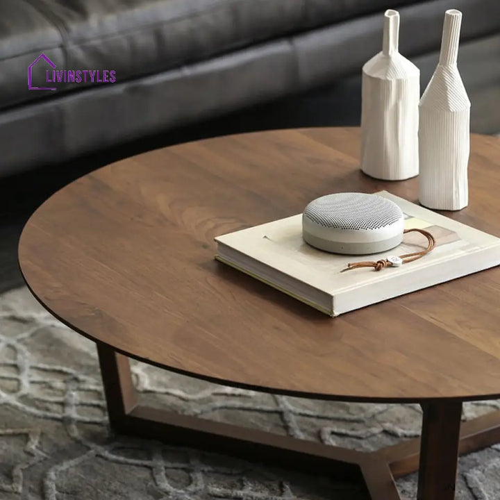 Vexa Wooden Coffee Table for Living Room | Round Shaped
