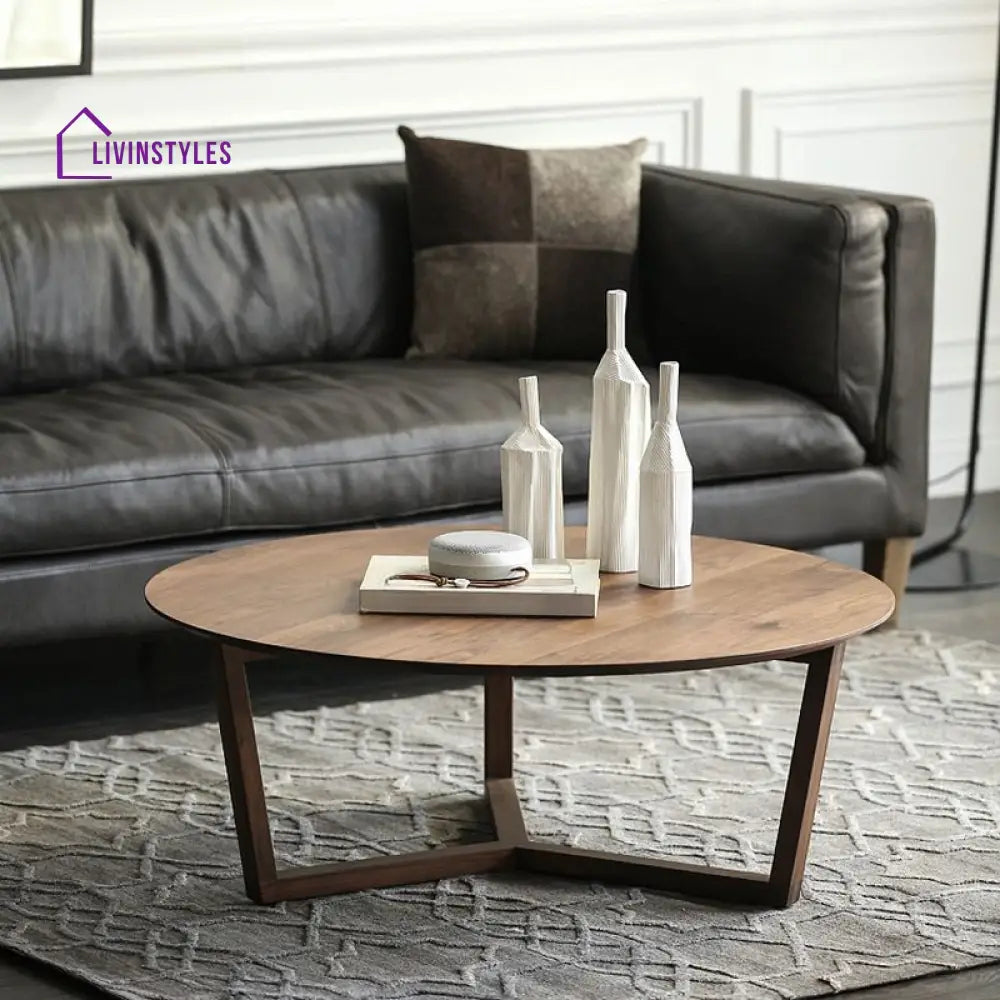 Vexa Wooden Coffee Table for Living Room | Round Shaped