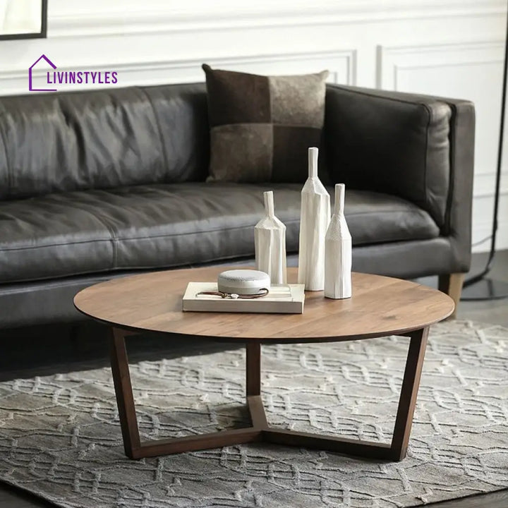 Vexa Wooden Coffee Table for Living Room | Round Shaped