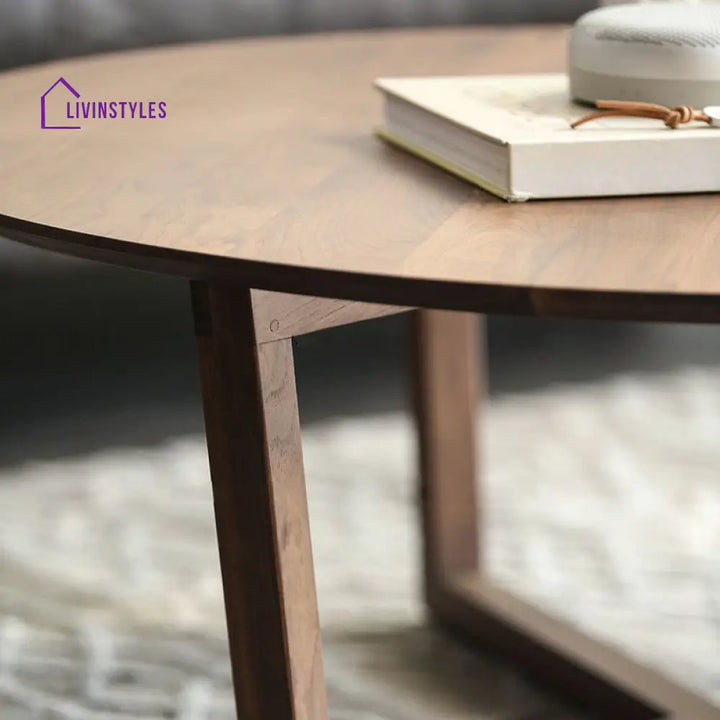 Vexa Wooden Coffee Table for Living Room | Round Shaped