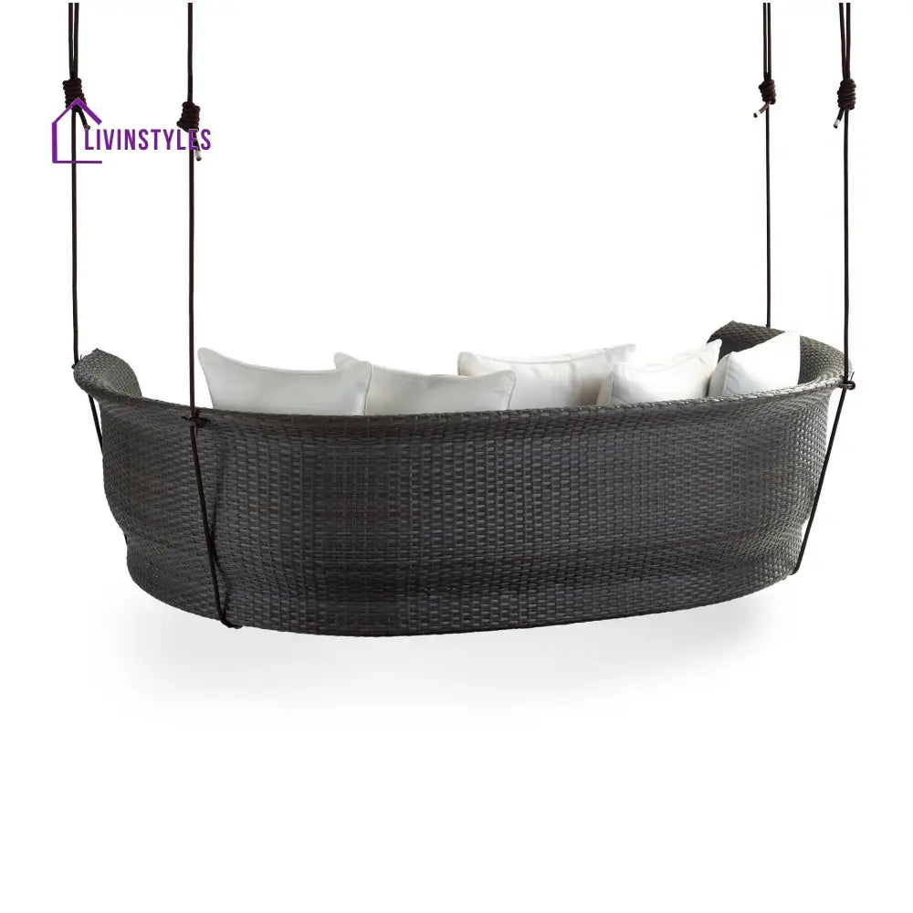 Vibe Three Seater Hanging Swing Without Stand For Balcony Garden Swing (Dark Grey) - Swings