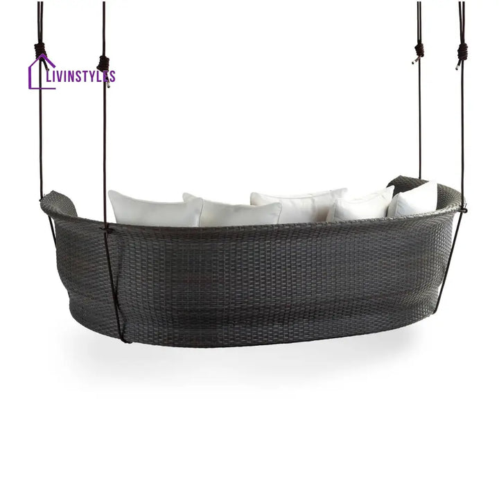 Vibe Three Seater Hanging Swing Without Stand For Balcony Garden Swing (Dark Grey) - Swings