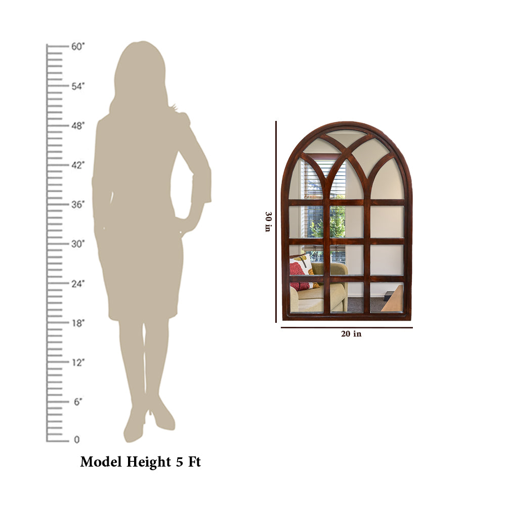 Ducky Arched Motif Window Frame Wooden Mirror Wall Mirror