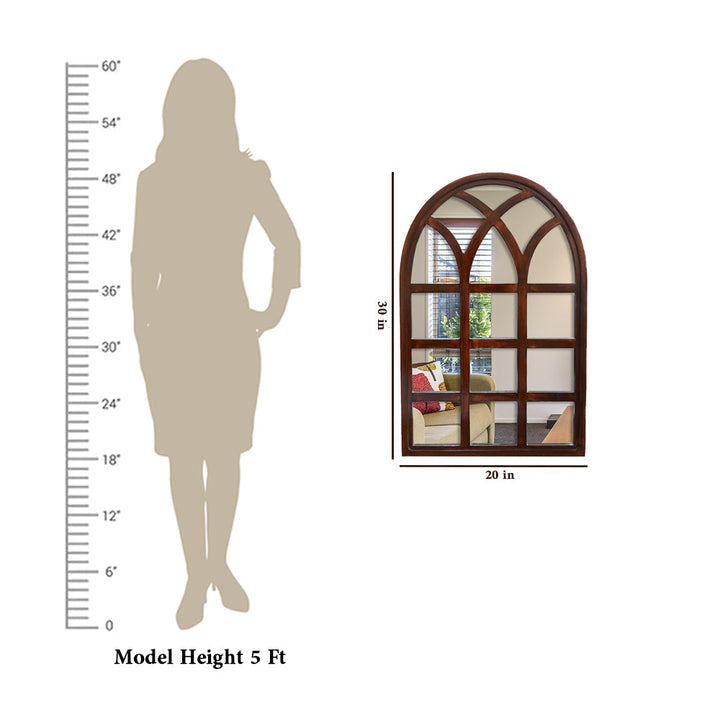 Ducky Arched Motif Window Frame Wooden Mirror Wall Mirror