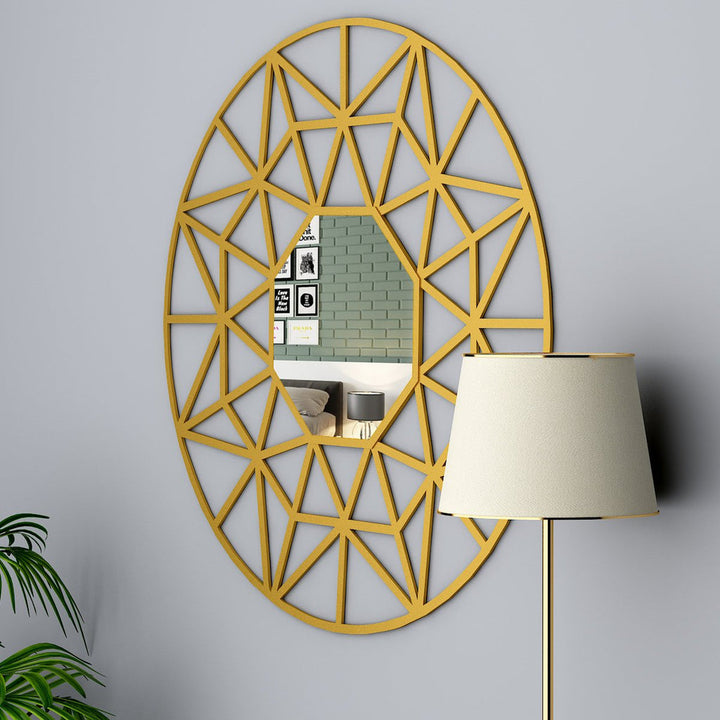 Bambi Beautiful Decorative Vanity Wooden Mirror with Golden Finish Frame Wall Mirror