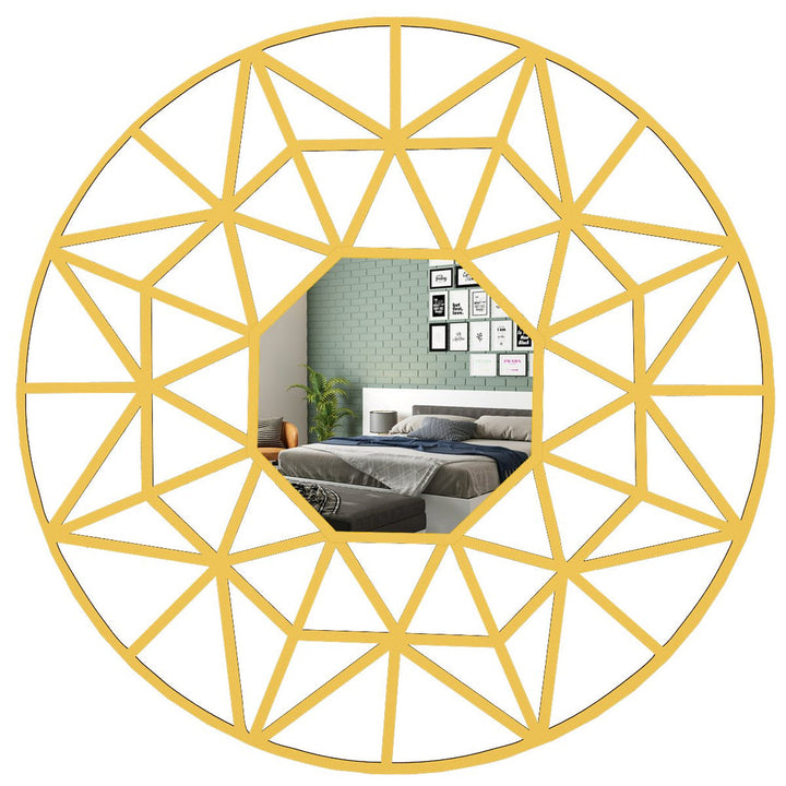 Bambi Beautiful Decorative Vanity Wooden Mirror with Golden Finish Frame Wall Mirror