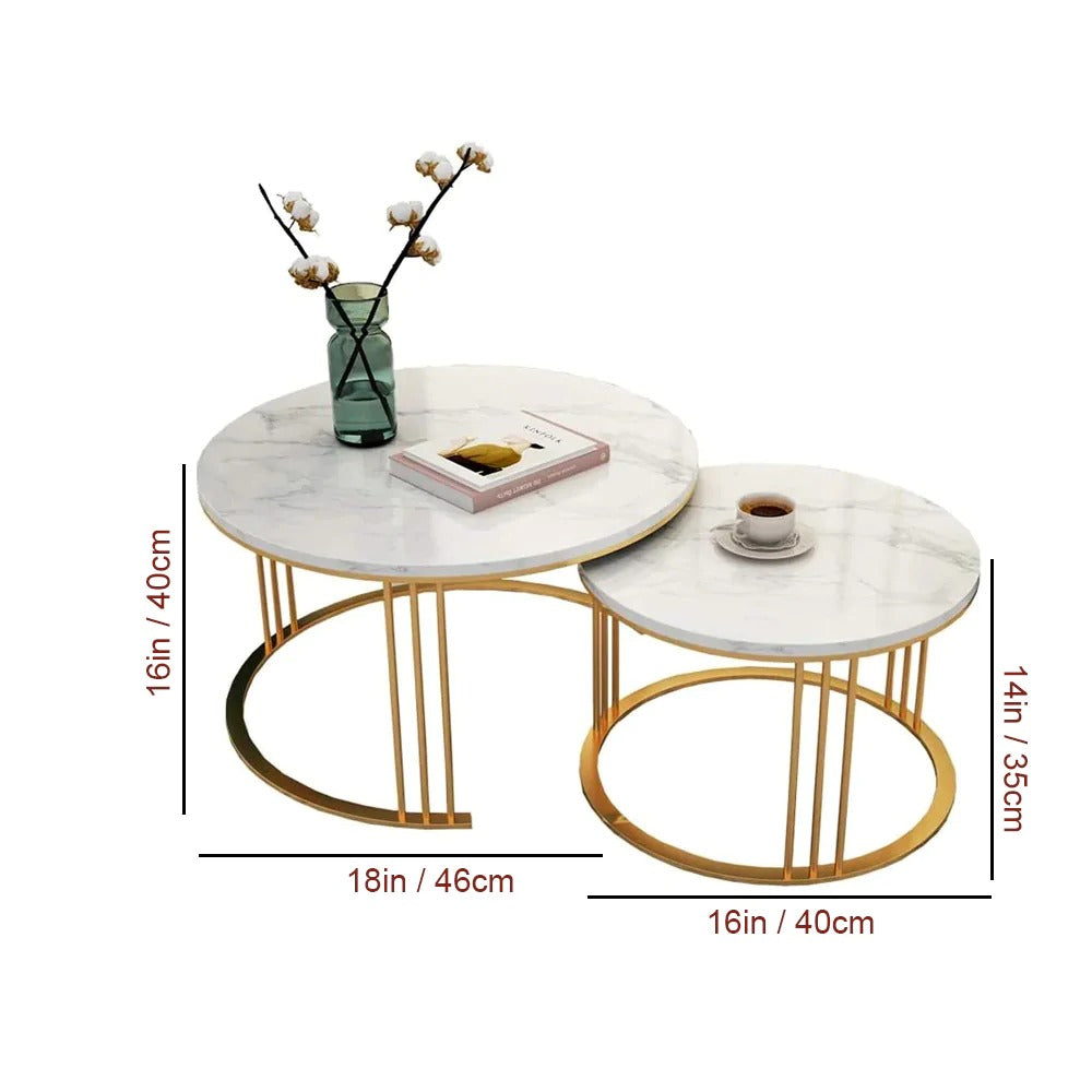 Classic Designer Tethered Iron Stand Coffee Table Set of 2 Table