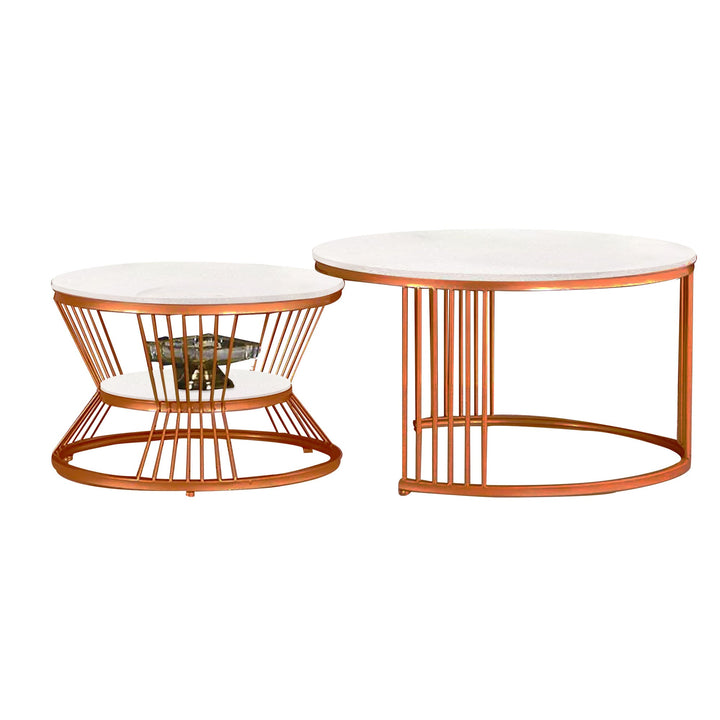 Classic Style Complementing Copper Coffee Table Set of 2 Table