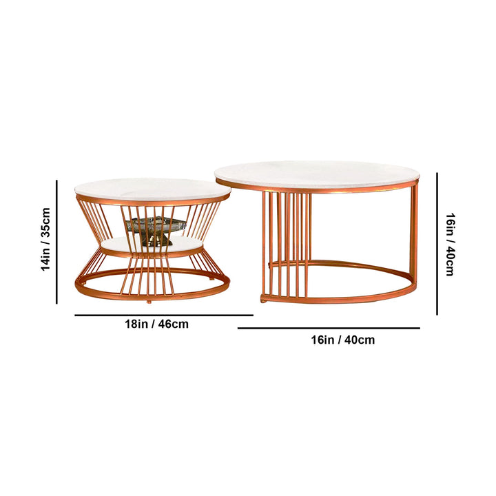 Classic Style Complementing Copper Coffee Table Set of 2 Table