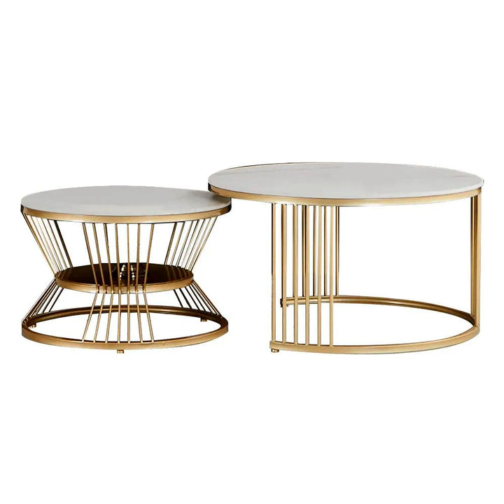 Classic Style Complementing Golden Coffee Table Set of 2 Table