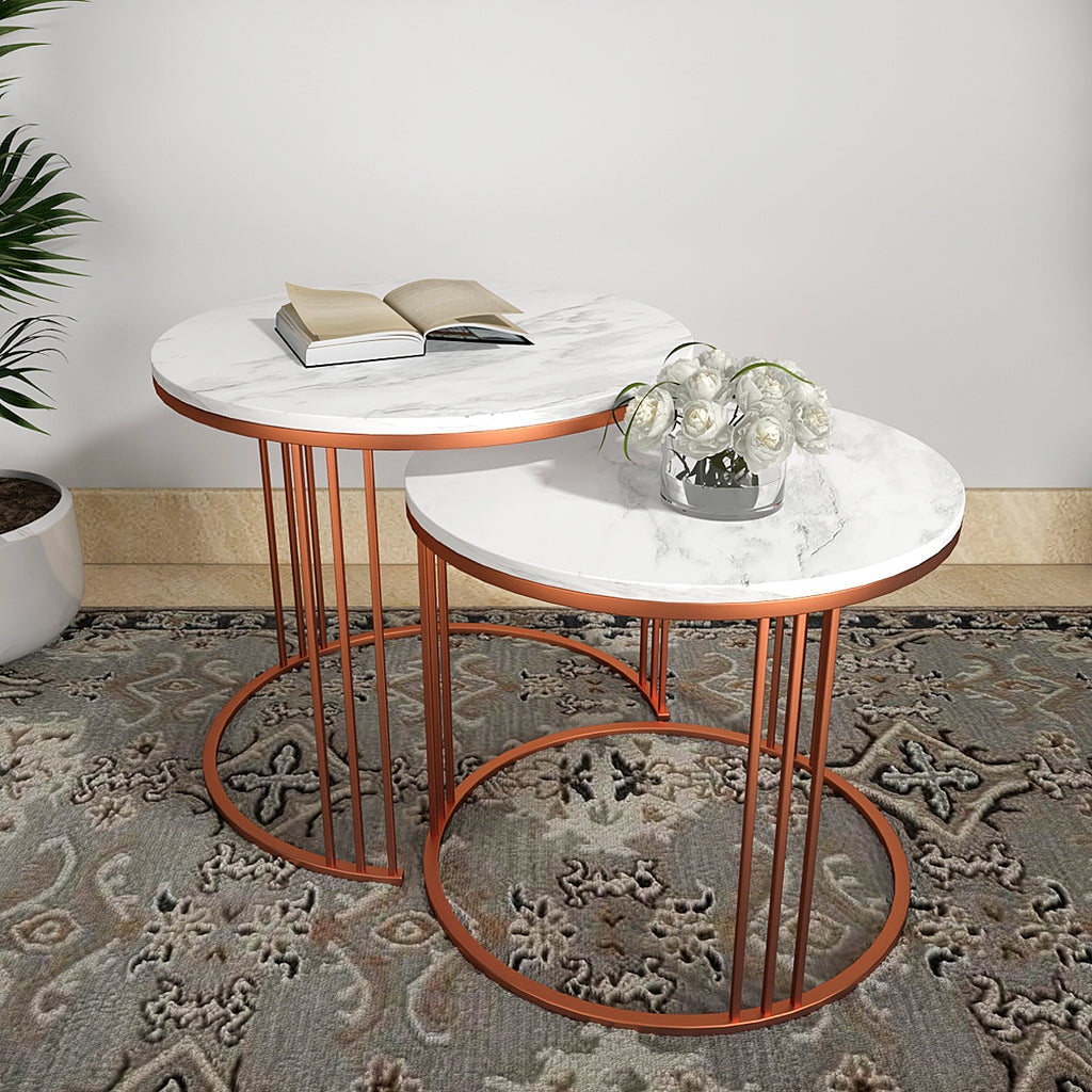 Classic Tethered Copper Nesting Table Set of 2 Table