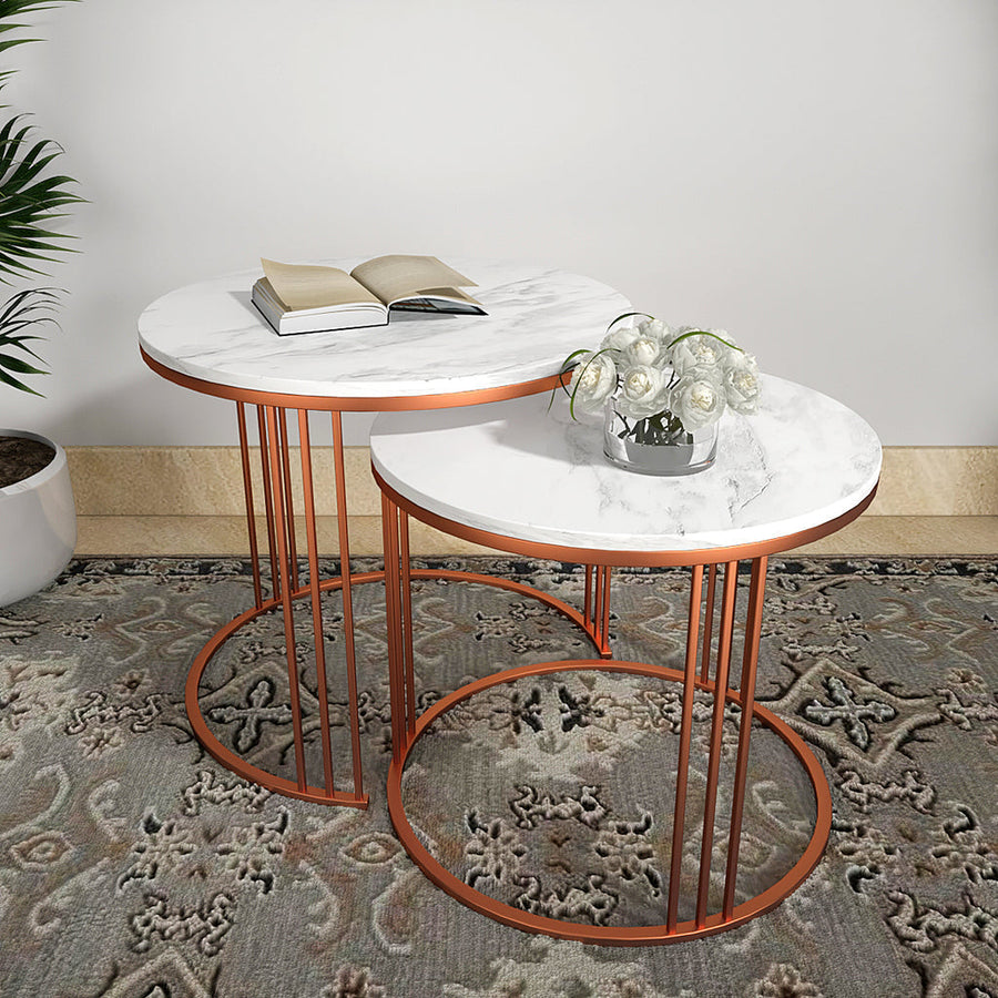 Classic Tethered Copper Nesting Table Set of 2 Table