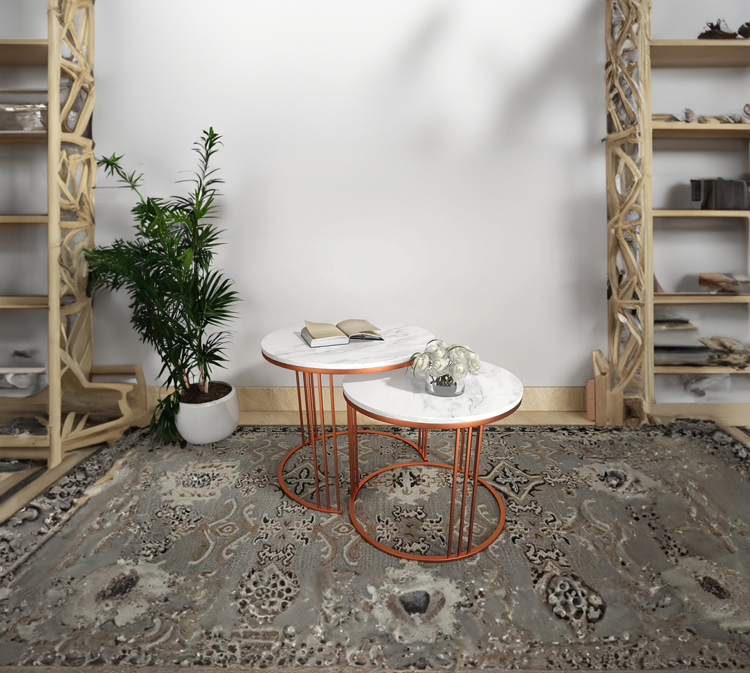 Classic Tethered Copper Nesting Table Set of 2 Table
